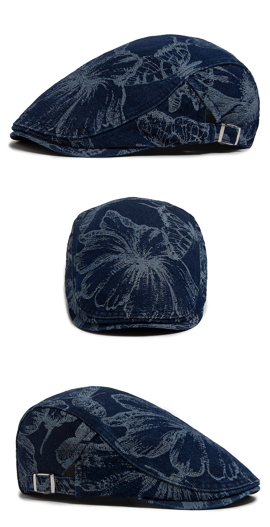 Vintage Denim Drucke Schmetterling Berets Frauen Zeitungsjunge Mütze Sommer Casual Single Layer Caps Herbst Baumwolle Visier Flachen Hut Für Unisex – Detail 6
