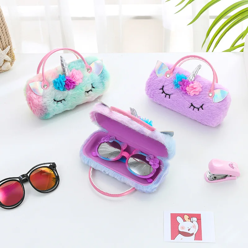 Unicorn Plush Eye Glasses Case Eyewear Cute Case Folding Glasses Pocket Reading Accessories Portable Compression