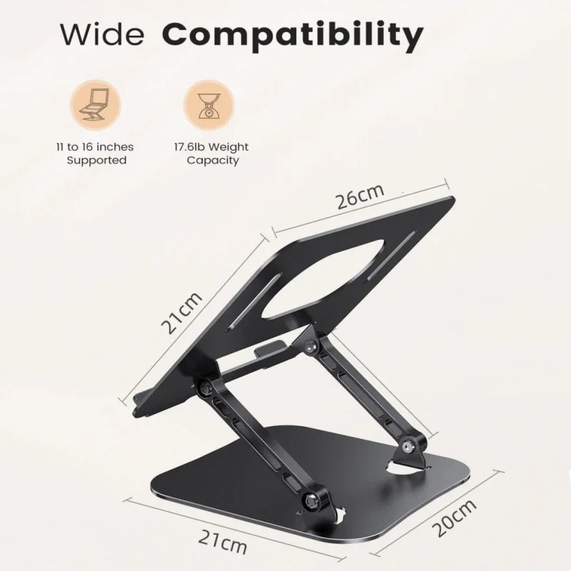 Soporte para tableta y teléfono, tableta ajustable de aleación de aluminio para ordenador portátil de hasta 17 ", soporte plegable portátil, soporte de refrigeración