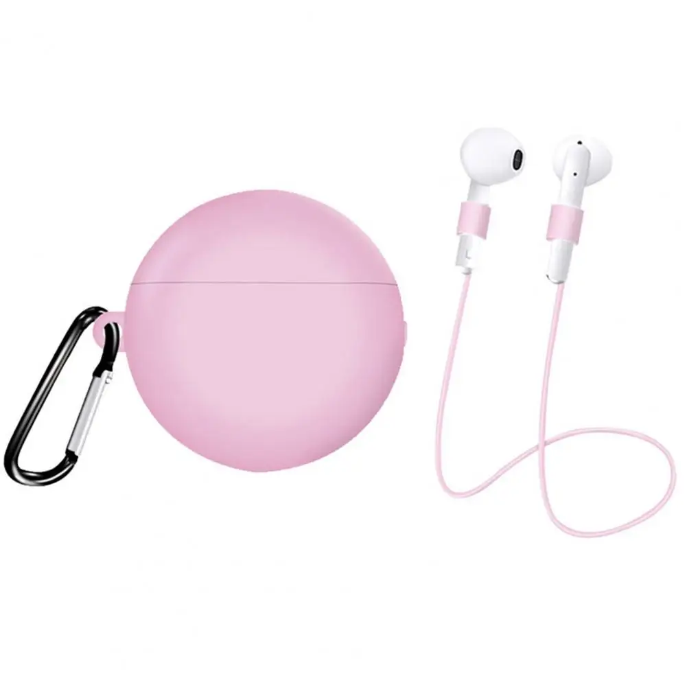 Earphone Case for Freebuds 3 Bluetooth Earbuds Cover Shockproof Soft Silicone Cover with Anti lost Rope