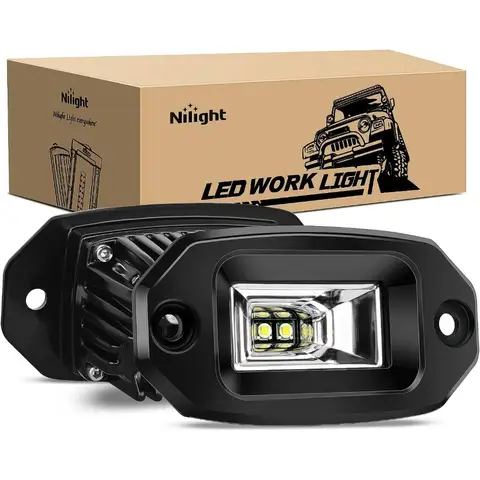 Nilight 2 PCS LED Pods Flood Beam Work Light Offroad Fog Reverse Backup Driving Lights for Truck ATV UTV SUV Boat Headlight 40W