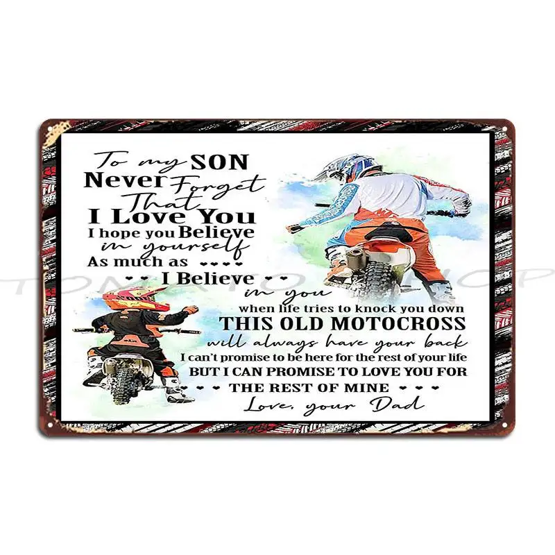 Father And Son Motocross Riding Partners For Life Metal Sign Retro Design Cinema Painting Personalized  Tin Sign Poster