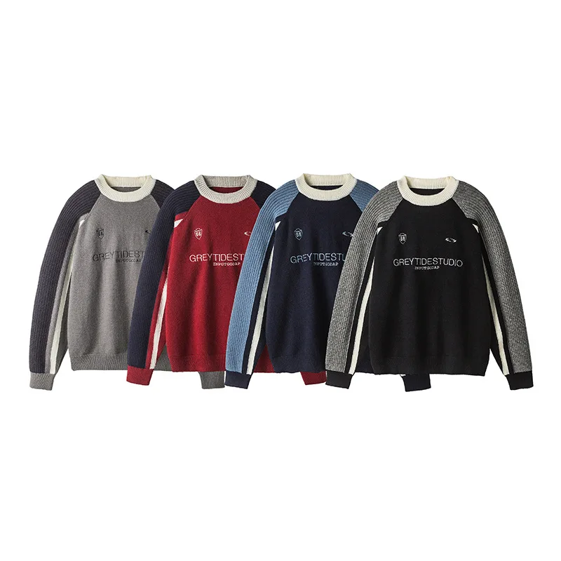 

MAQVOB High Quality EU US Size Letter Crew Neck Sweater Unisex Autumn Winter Men Witer Casual Sweater