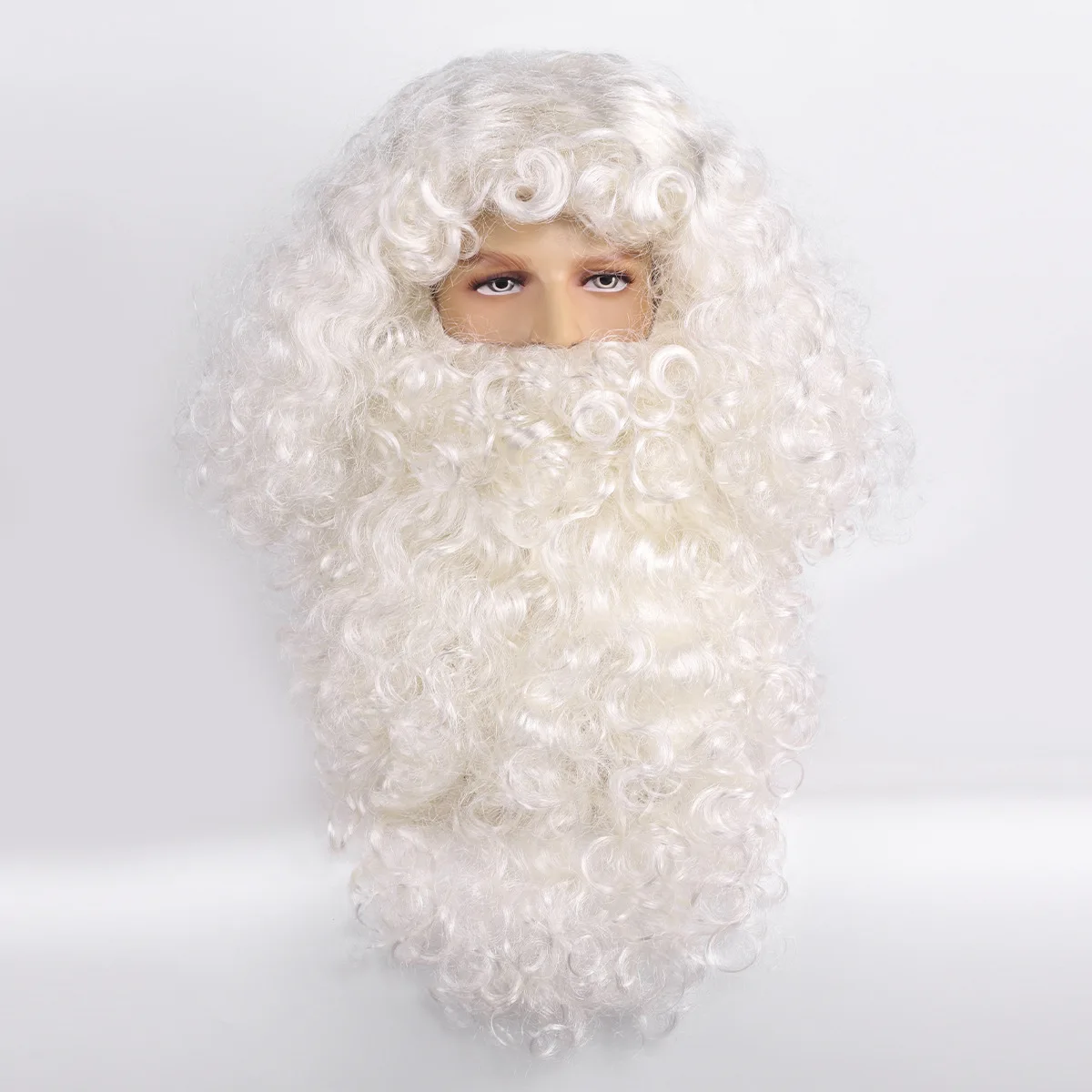 New European and American Christmas Old Man Costume Wig Fluffy Middle Part Curly Explosion Long Curly Beard Wig