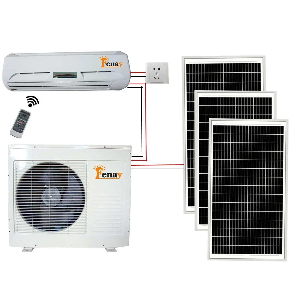 2 Ton 24000Btu Dc Inverter Hybrid Solar Powered Ac Air Conditioner Mini Split Unit For Home Use