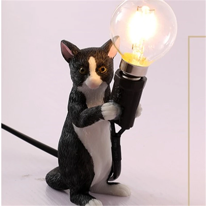 Animals Table Lamps Nordic Children\'s Bedroom Resin Cat Table Light Desk Lamp Luminaire home Decor night light Lighting Fixtures