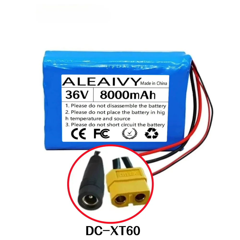 36V 8Ah 10S2P 18650 lithiumbatterij 8000 mAh 42 V voertuig ultradunne draagbare batterij met ingebouwd BMS-systeem.