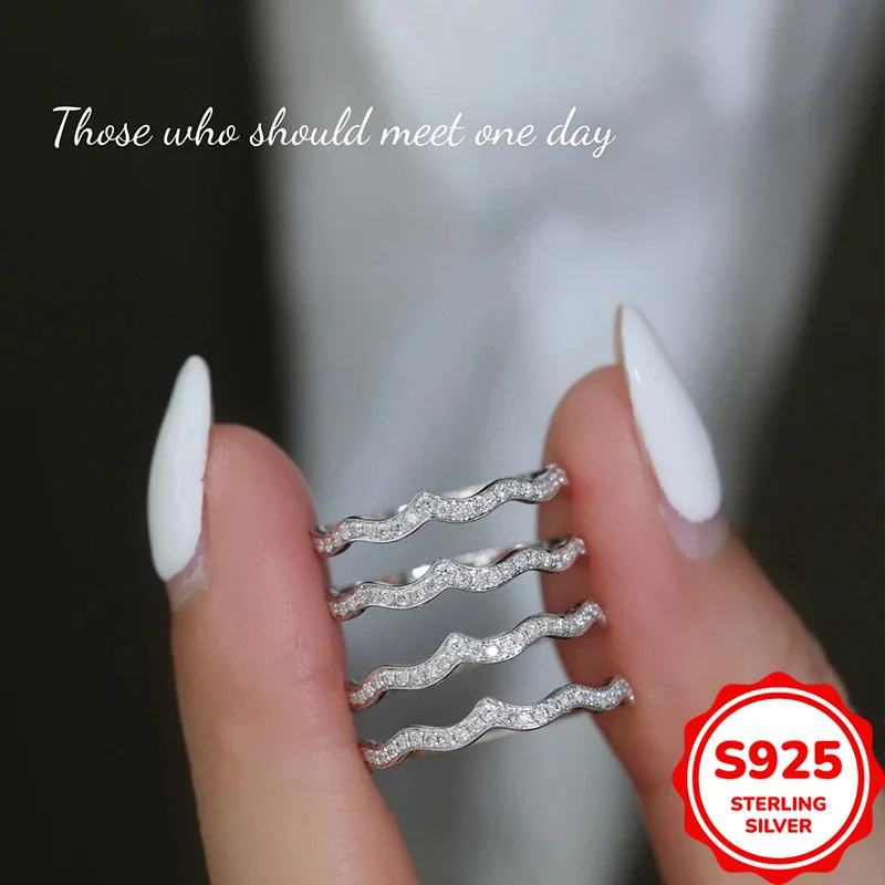 

Exquisite and Compact Authentic S925 Silver Full Circle Diamond Ladies Simple and Versatile Ring