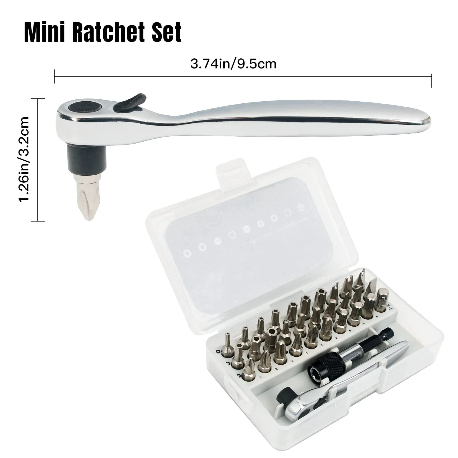 32 in 1 Ratchet Screwdriver Set Right Angle Offset 1/4\