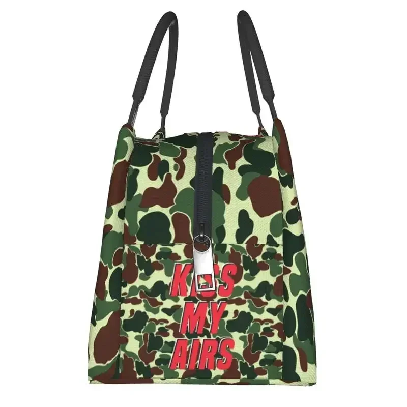 Bolsa de almuerzo Kiss My Airs para mujer, bolsa de almuerzo reutilizable de camuflaje Duck Hunter, pícnic al aire libre, caja de comida multifunción