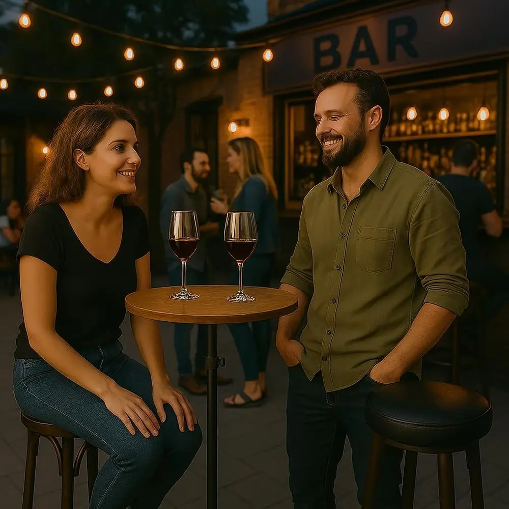 Adjustable Height Round Bar Table, 15.75 Diameter, 22.64-33.46 Range, Ideal for Pubs, Cafes, and Dining