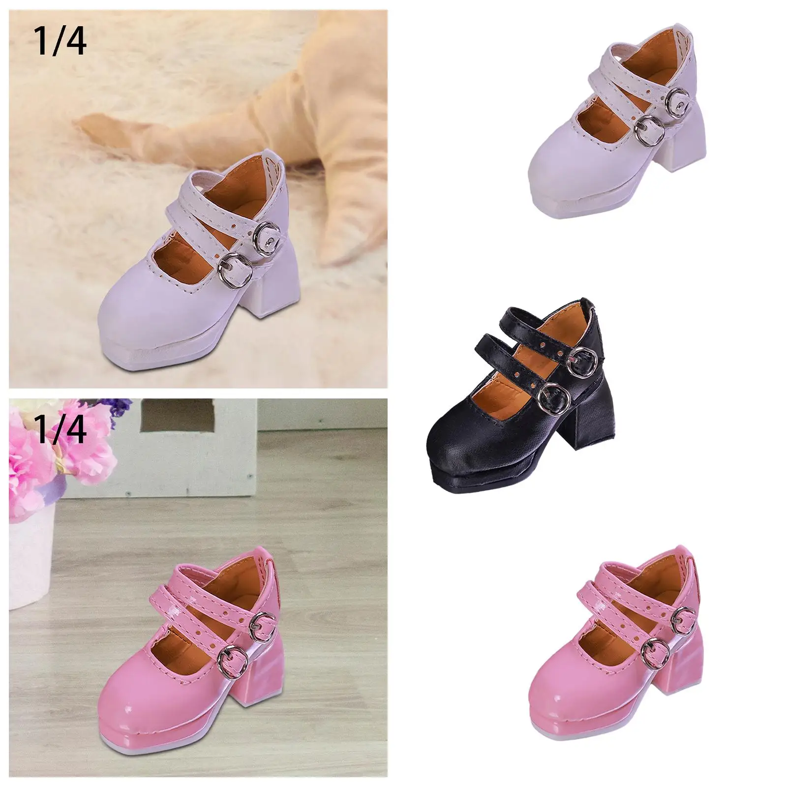 1/4 Scale Female Shoes Model Lightweight,Creative, Doll Accessories, Square Toe