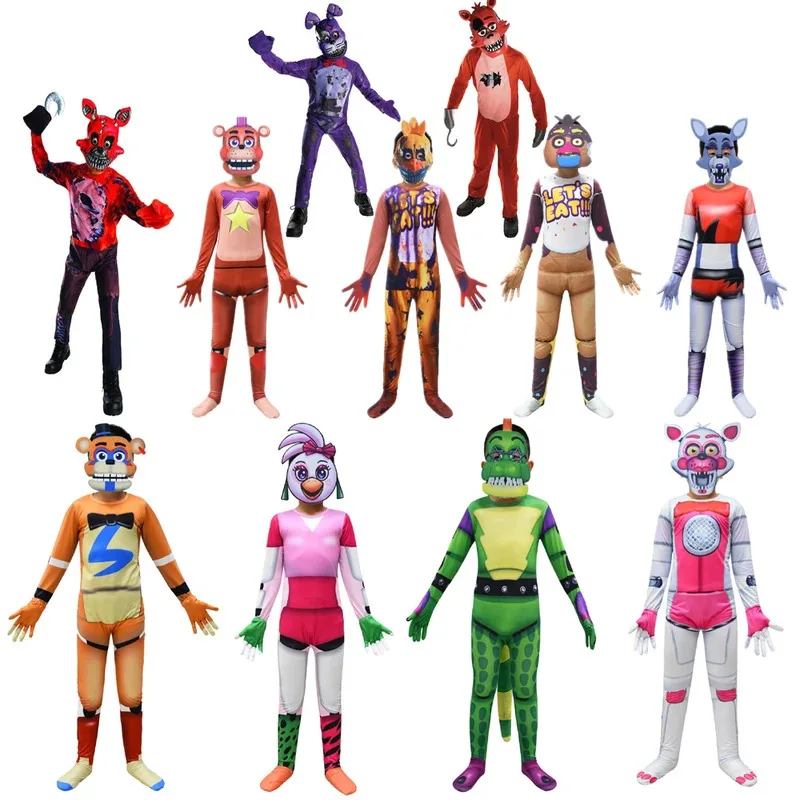 Bear Fancy purim 할로윈 의상 어린이를위한 MaiYaCa 프레디 점프 슈트 코스프레 fnaf-loves freddy anime Easter