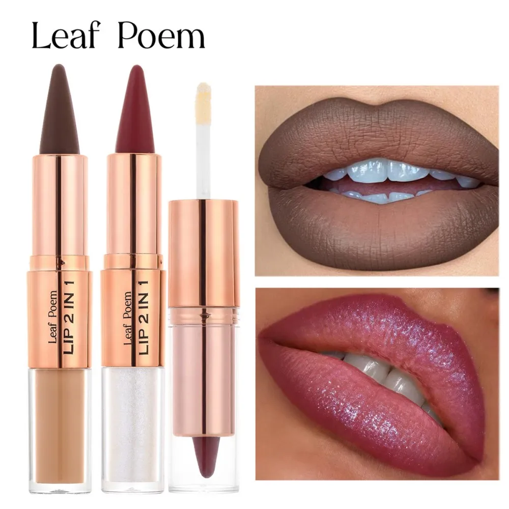 2-in-1 보습 다이아몬드 광채 립글로스 메이크업 광채 리퀴드 립스틱 펄 립글로스 섹시한 입술
