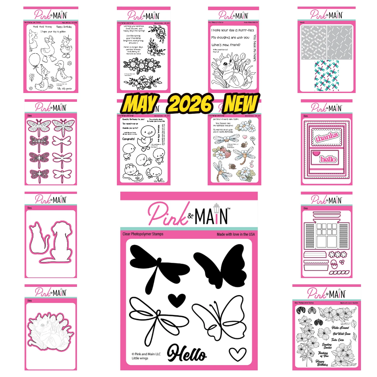 Pink Main May Cat Fresh Blooms Silly Goose Metal Cutting Dies for DIY Handmade Photo Album Scrapbook Calenda Diary May 2026 New