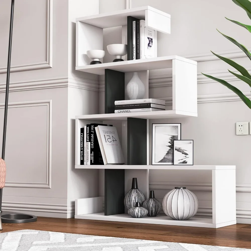 Modern White Bookcase,Modern Freestanding Multifunctional Decorative Storage Shelving,furniture Living Room，book Shelf