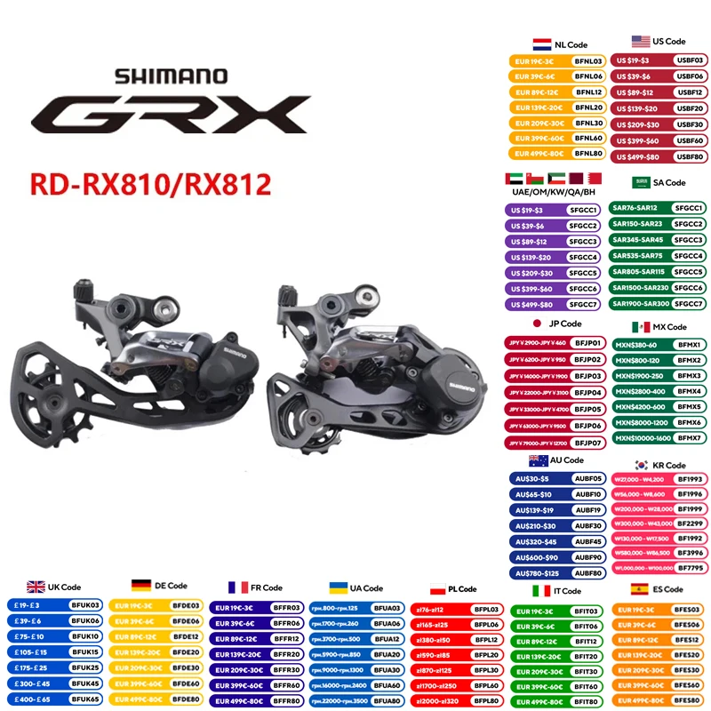 SHIMANO GRX RD-RX810 RD-RX812 Bicycle Rear Derailleur SHADOW RD+ 11 Speed For Road Bicycle Original Shimano Bicycle Parts