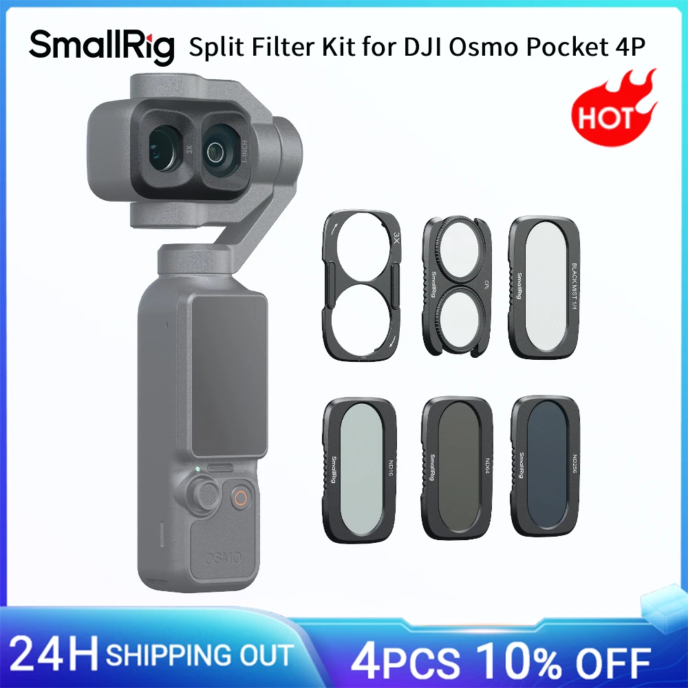 Image of SmallRig Split-Filter-Set für DJI Osmo Pocket 4P mit ND16 / ND64 / ND256 / CPL / 1/4 Schwarzer Diffusionsfilter Basis -6658