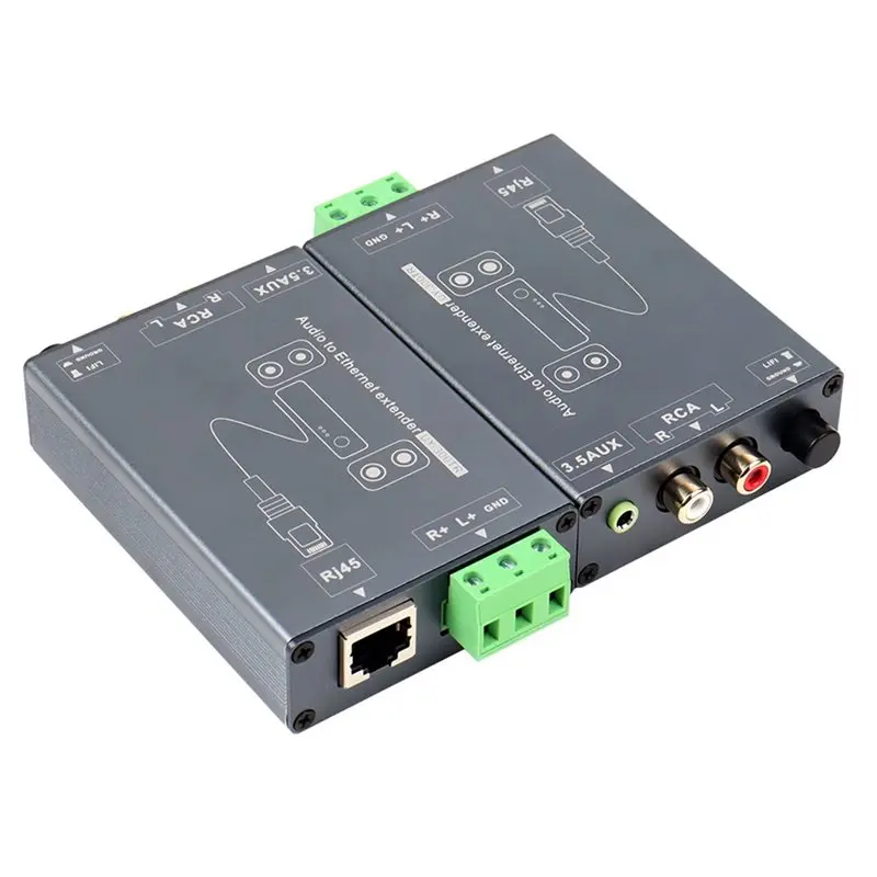 

A13E-Audio To Ethernet Extender 1 Pair 3.5Mm Jack RCA Adapter To RJ45 Network Cable Signal Extension