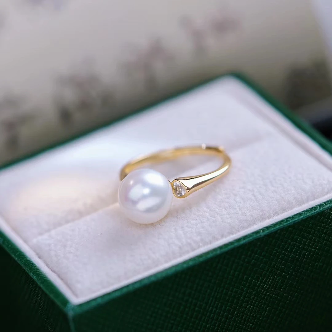 Fashion 925 Sterling Silver Adjustable Finger Ring Base Settings Findings Parts Fittings Accessories for 8-9mm Pearls