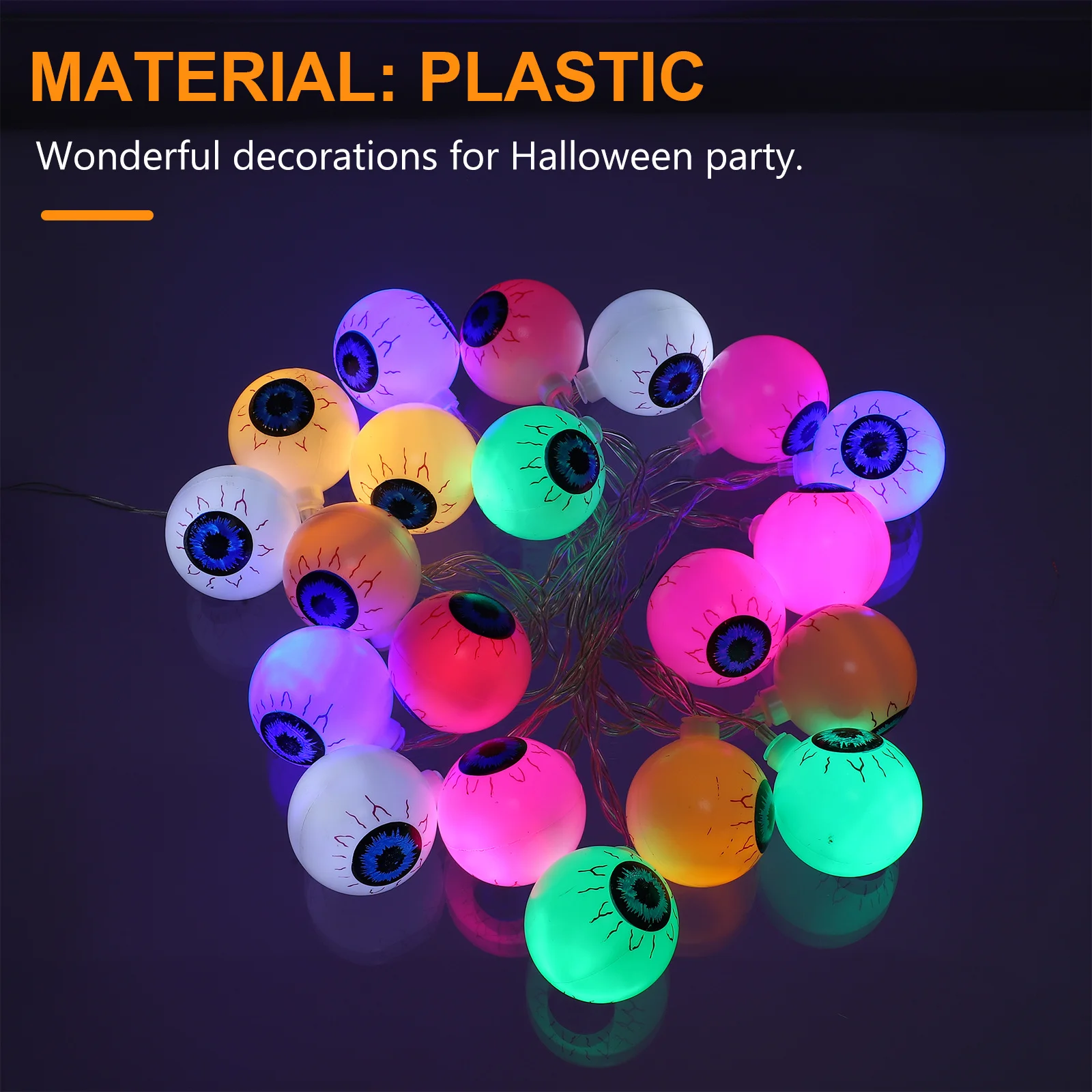 1Pcs Halloween Eyeball Decorative Light String Plastic Durable Scary LED Lamp String Party Festival Outdoor Party Decor