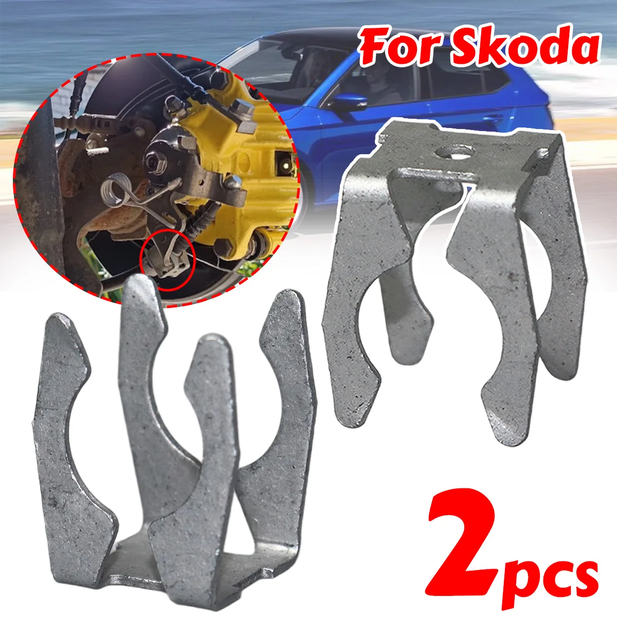 2Pcs Brake Cable Spring Clip Metal 1H0609747 Wear-resistant Non-deformation Replacement Fix For Skoda Octavia II Fabia Roomster