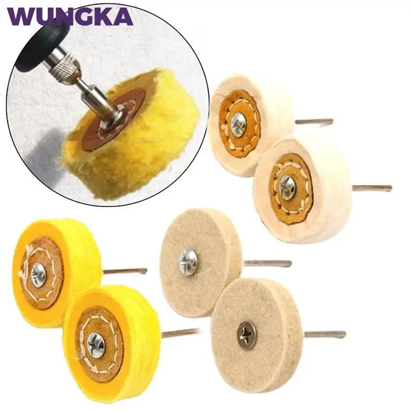 2 Pcs Polishing Bit Buffing Wheel 2inch 50mm Cloth/wool T Style For Jewelry Cleaning Electrical Grinder Polisher Rotary Tools