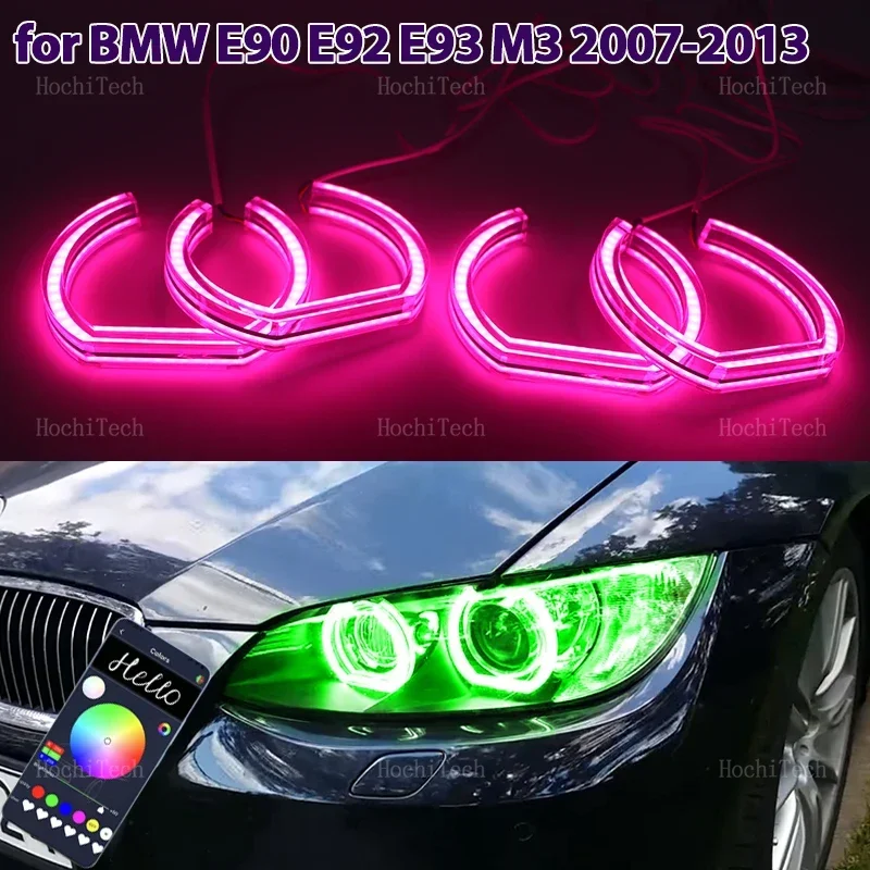 RGB colorful Angel Eyes Rings Led APP control Headlight DTM Kit for BMW 3 Series E90 E92 E93 M3 2007-2013 Coupe cabriolet