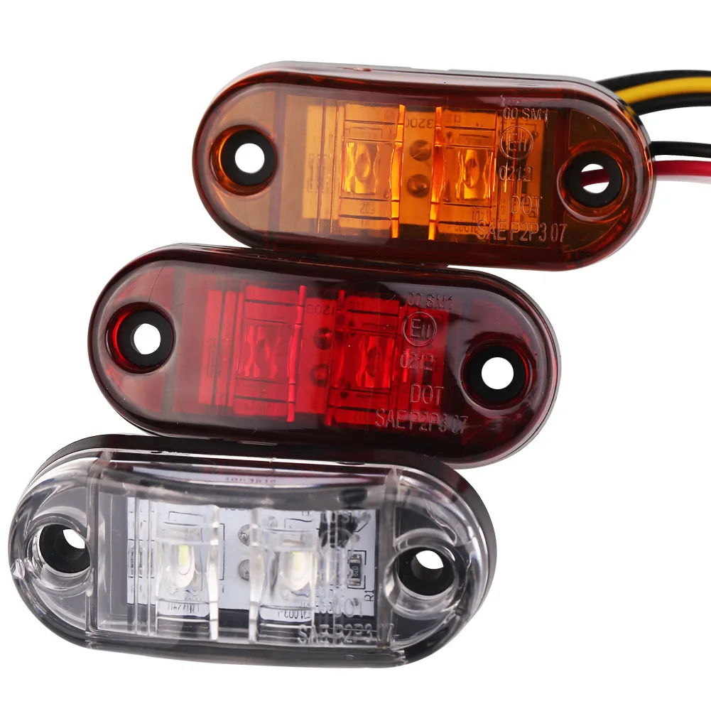 2PC 12V 24V LED Side Marker Lights Warning Tail Light Auto Car External Lights Trailer Truck Lorry Yellow White Red Car Lamps