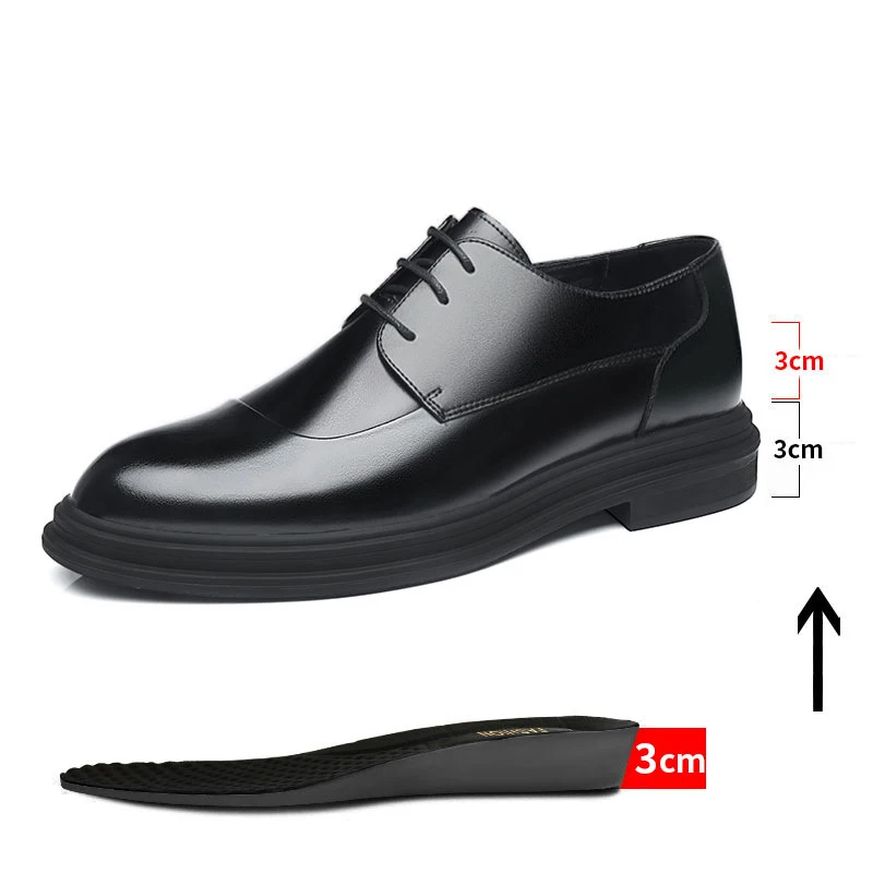 Height Increasing Shoes Men Taller Elevator 6CM Invisible Insole for Daily Men\'s Heighten Increased Wedding Oxfords Office Male