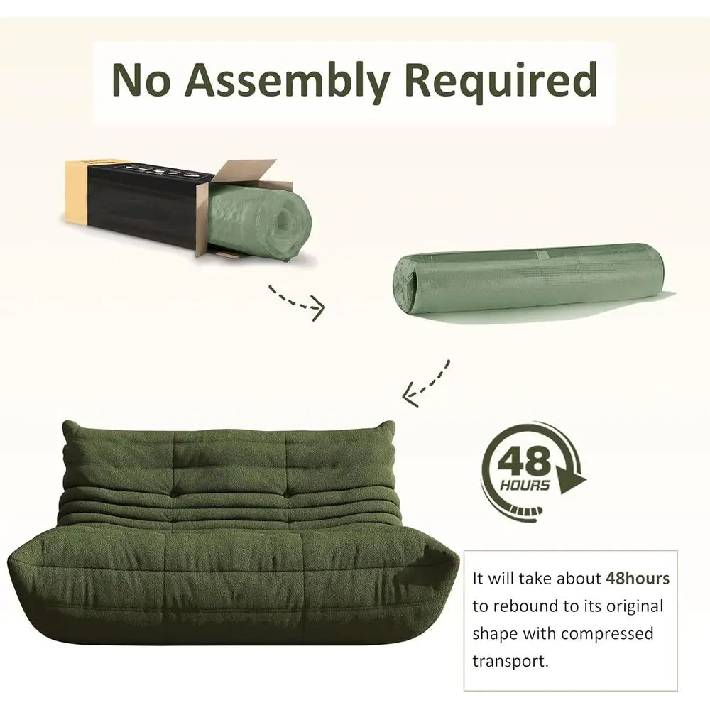 Bean Bag Chair, Oversized Loveseat Fireside Chair for Adults, 2 Seater with Memory Foam Filled, Lazy Sofa Lounge Floor Sofa for