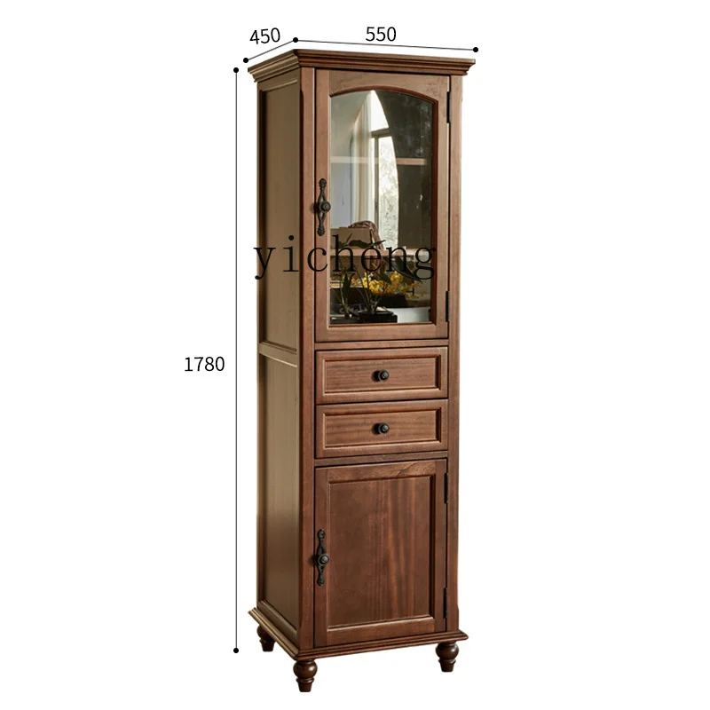 

Yy Simple American Country Walnut Wood Solid Wood Tall Wine Cabinet Living Room Furniture TV Cabinet