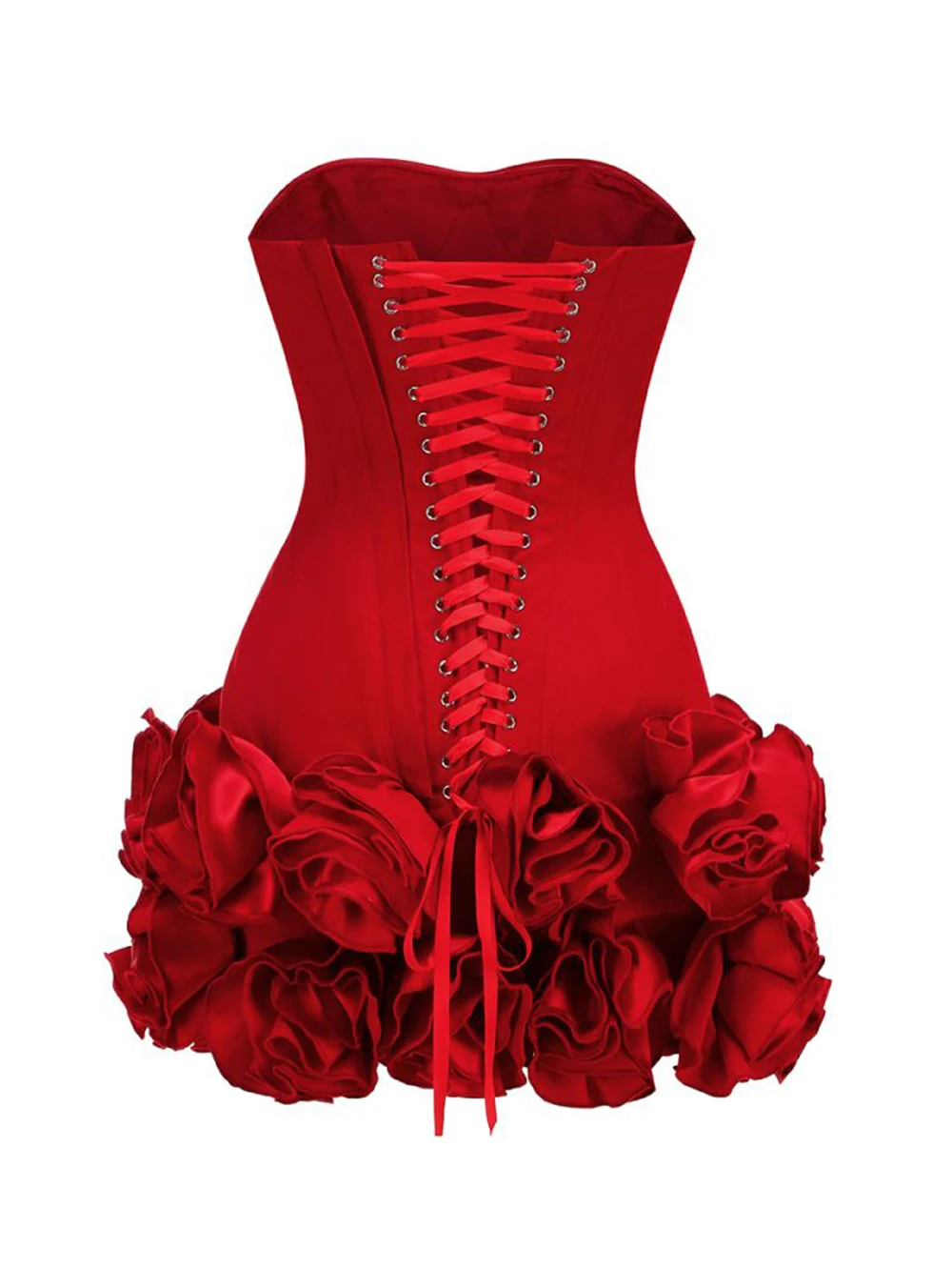 High Quality 2024 New Sexy Strapless Layered Ruffle Edge Lace Up Tight Mini Dress Sexy Off Shoulder Women Flower Fishbone Dress