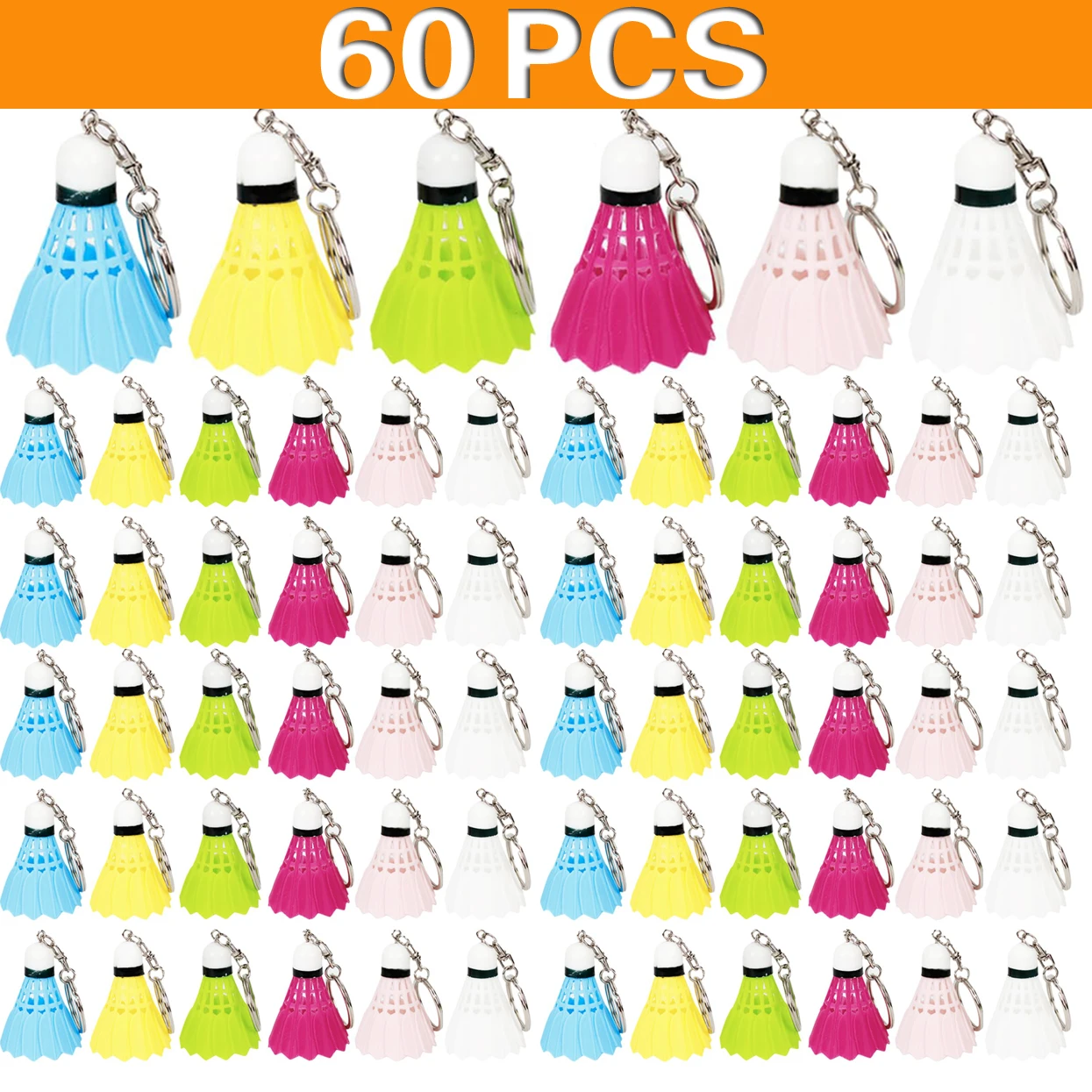 

60Pcs Badminton Keychain Sports Pendant Bag Pendant Game Souvenir Keyring