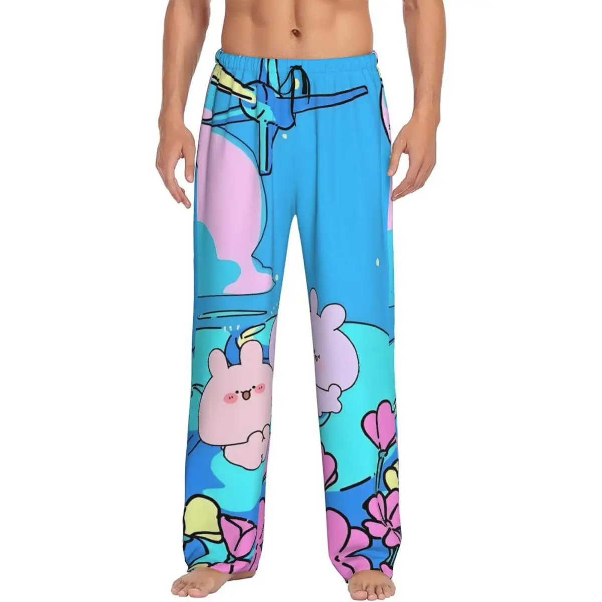 Custom Cartoon A-Asamimichans Cute Pajama Pants Sleepwear Men Elastic Waistband Sleep Lounge Bottoms with Pockets