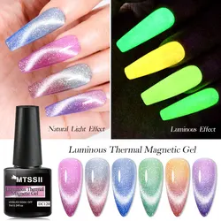 Mtssii 7ML Luminous Thermal Cat Eye Magnetic Gel Nail Polish Glow In Dark Glitter Nail Art Vernis Semi Permanent UV Gel Polish
