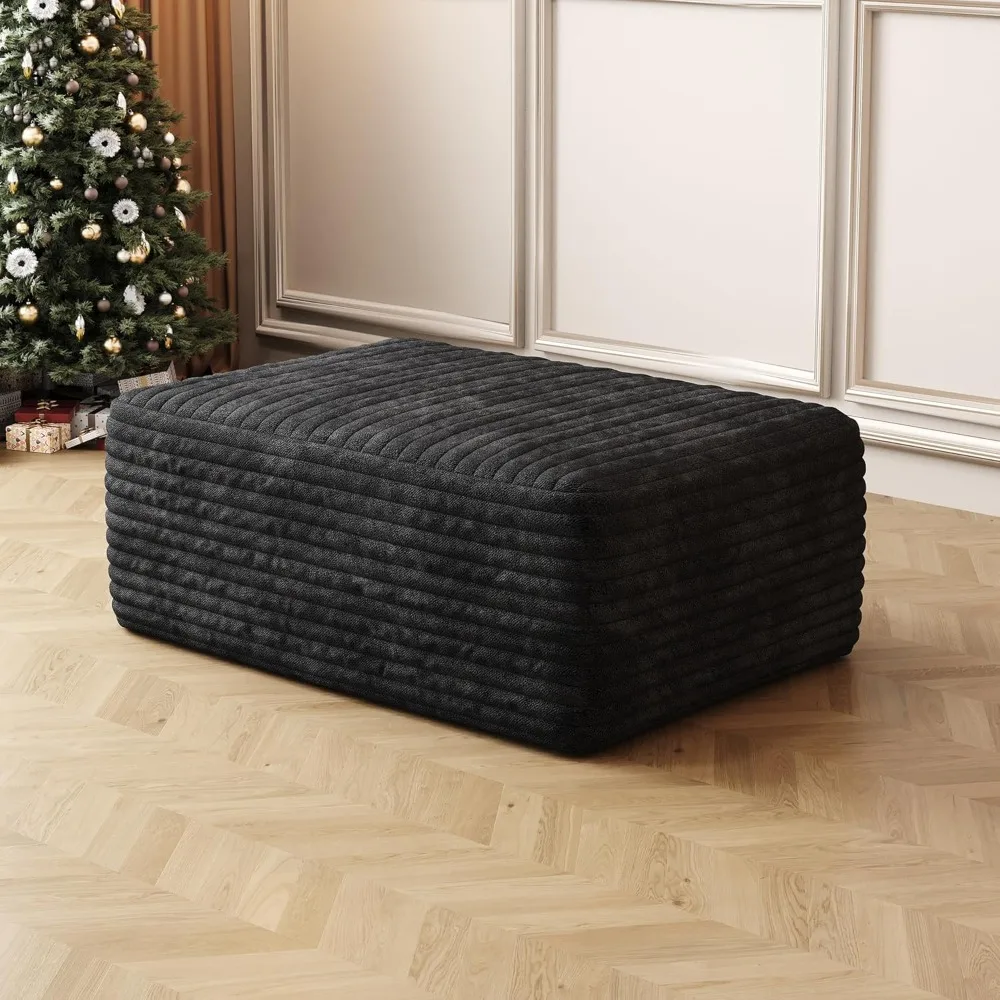 

37.4" Plush Corduroy Ottoman, Upholstered Cloud Ottoman for Boneless Couch in a Box, Modular Sectional Couches for Living Room,