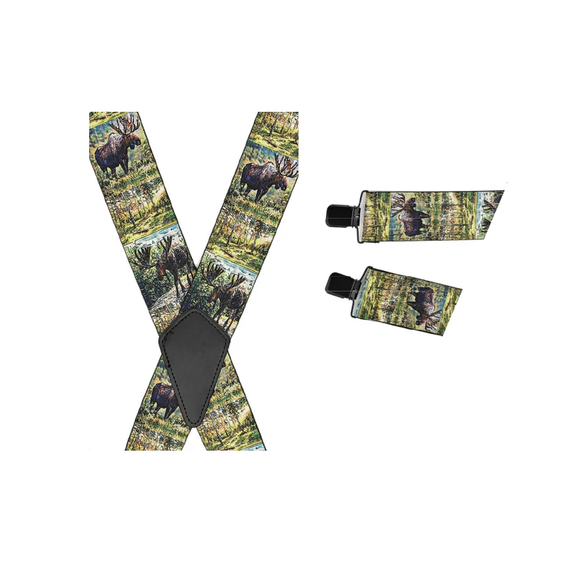 1.97inch Men's X-Shaped Reindeer Pattern Highly Elastic Adjustable Strap