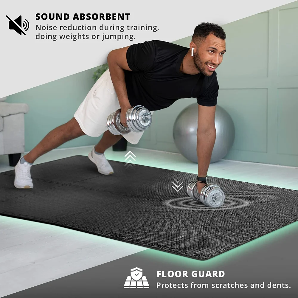 Alfombra de Protección deportiva para gimnasio, alfombrilla de goma EVA para suelo de grano, ladrillo de espuma, para Yoga, Fitness, antideslizante,