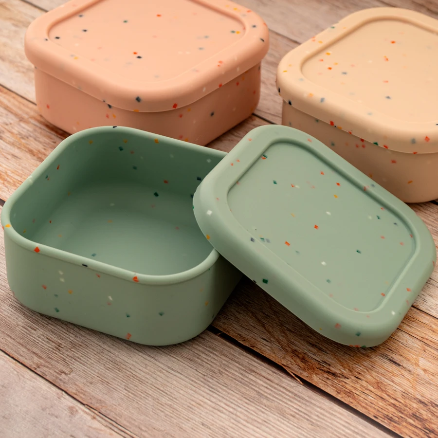 1 Stuks Siliconen Baby Servies Effen Kleur Lunchbox Enkele Compartiment Dinerplaat Kleurrijke Plekken Babyvoeding Opslag