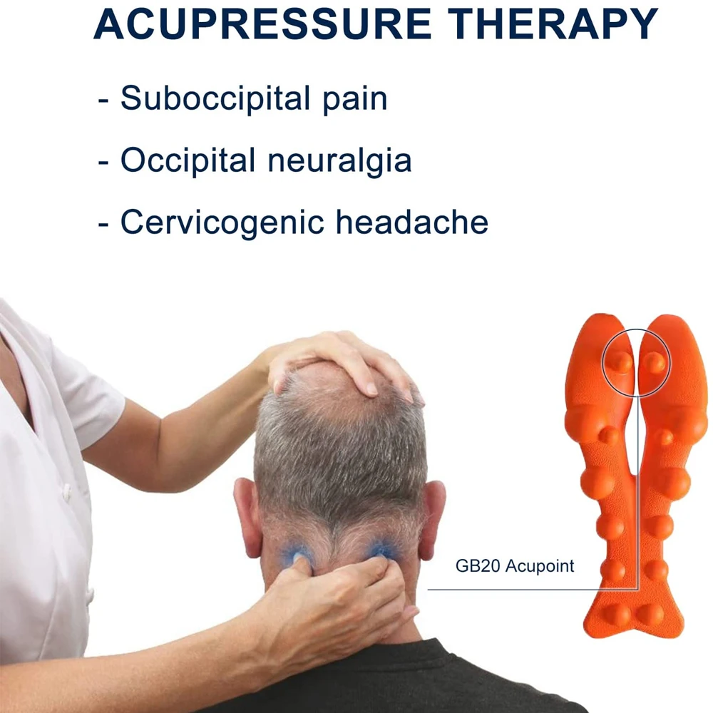 Trapézio Trigger Point Massage Tool, Acupressão para liberação occipital, TMJ Pain Relief,Shoulder Blade,Cervicogenic Headache