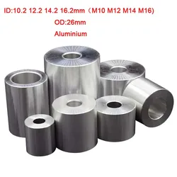 1-2pcs OD 26mm Aluminum Bushing Gasket M10 M12 M14 M16 Flat Washer Gasket Round Hollow No Thread Sleeve Standoff Spacer
