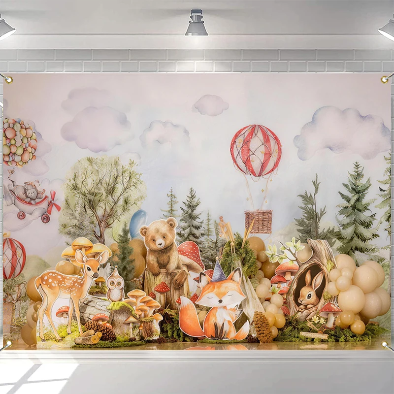 

LS Forest Deer Fox Bear Rabbit Backdrops Kids Baby Photography Child Adult Photocall Decors Jungle Animals Backgrounds