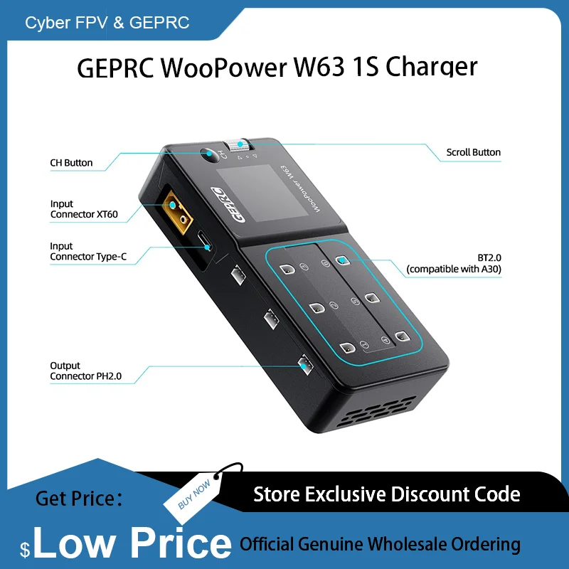 GEPRC WooPower W63 1S Charger for FPV freestyle drone Racing Battery Charging Discharge