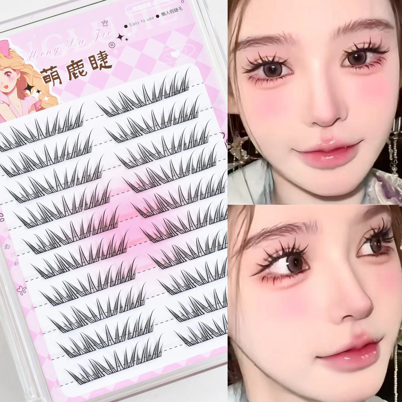7–13 mm C-Locken-Anime-Wimpern, natürliche Wispy-Fälschungswimpern, feenhafte künstliche Wimpern, segmentierte natürliche Wimpernverlängerung