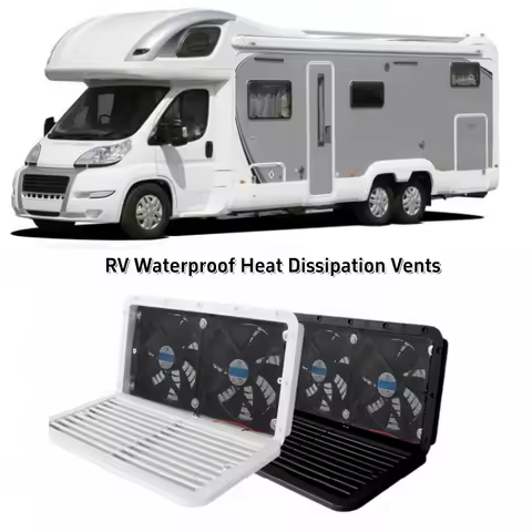 12V Dual Window Ventilation Fan Silent Side Mounted Exhaust Intake Fan for Caravan Motorhome RV Truck Van Refrigerator Cooling