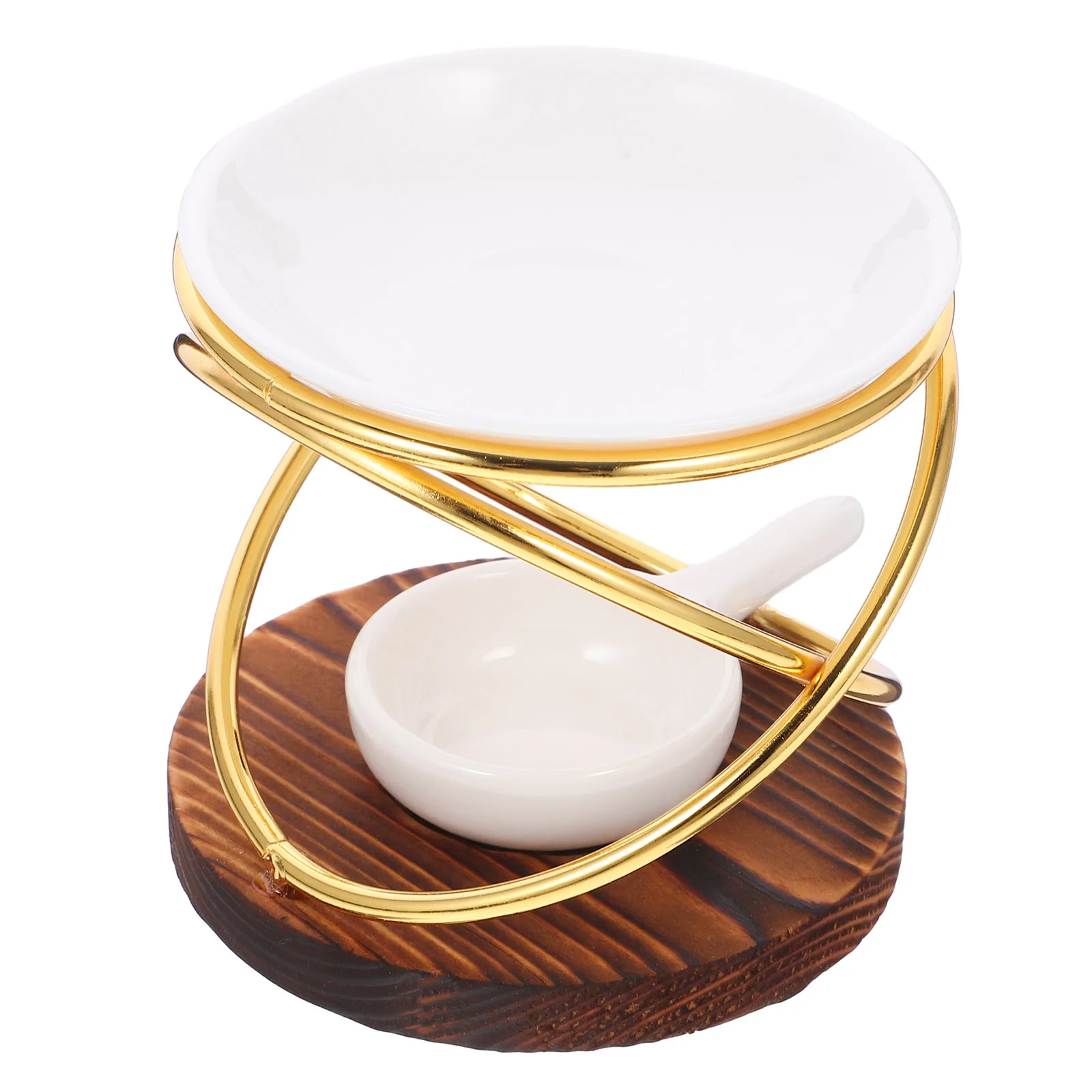 

Aroma Lamp Stove Essential Oil Burner Wood Base Iron Tealight C Holder Heat Resistant Bedroom Living Room Wax Warmer