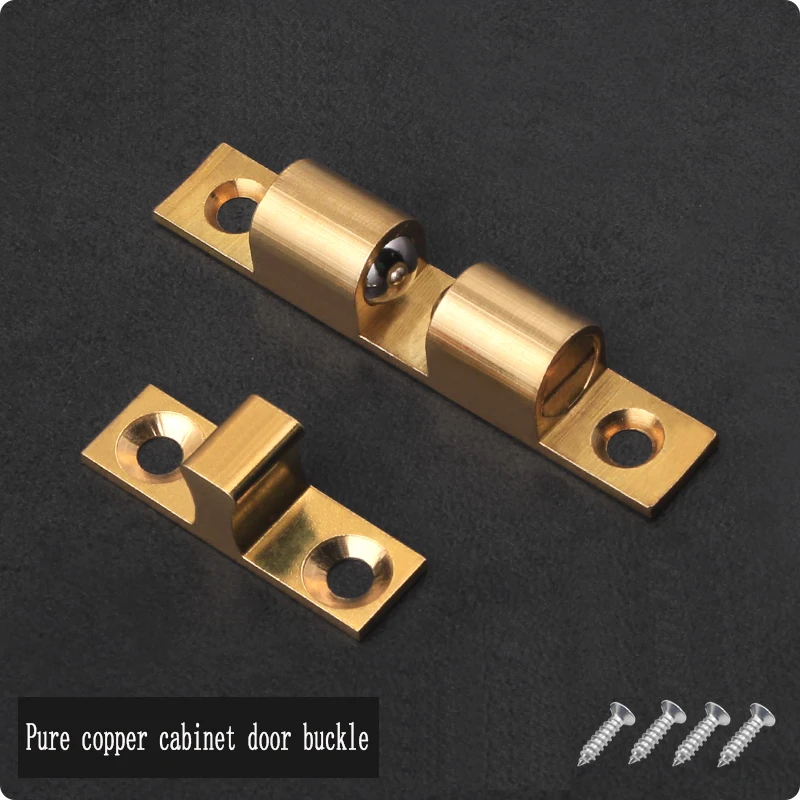 

4PCS Cabinet Door Brass Touch Bead Buckle Press Old-fashioned Wardrobe Switch Cabinet Lock Door Clip Suction Touch Bead