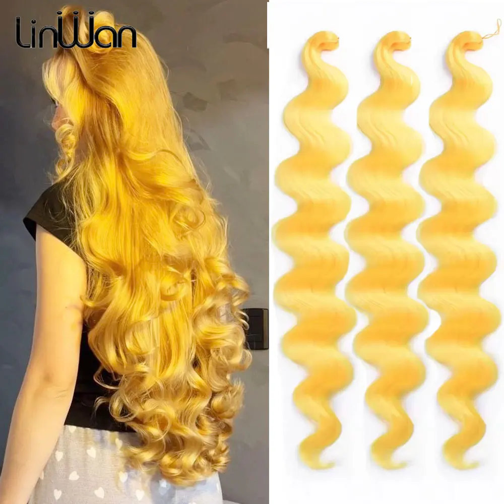 

Мягкие объемные волны, вязанные крючком волосы, 24 дюйма, синтетические косы для волос, хвост, накладные волосы, волнистые, светлые, с эффектом омбре, наращивание волос linwan