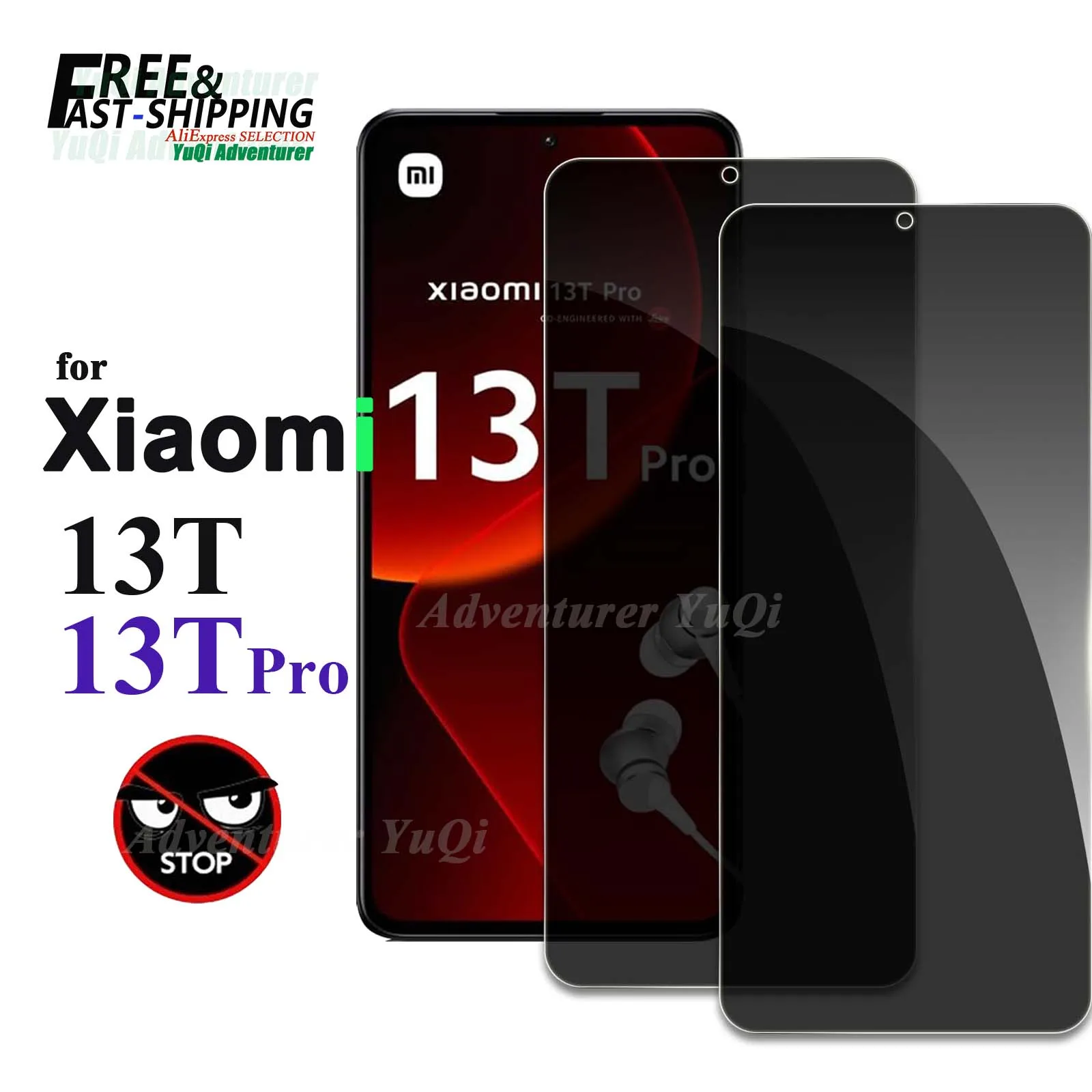 

Anti Spy Screen Protector For Xiaomi 13T Pro, Tempered Glass Privacy Peep Scratch 9H Case Friendly High Aluminum mica